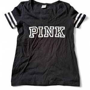 PINK Victoria's Secret Black and White Short Sleeve Tee